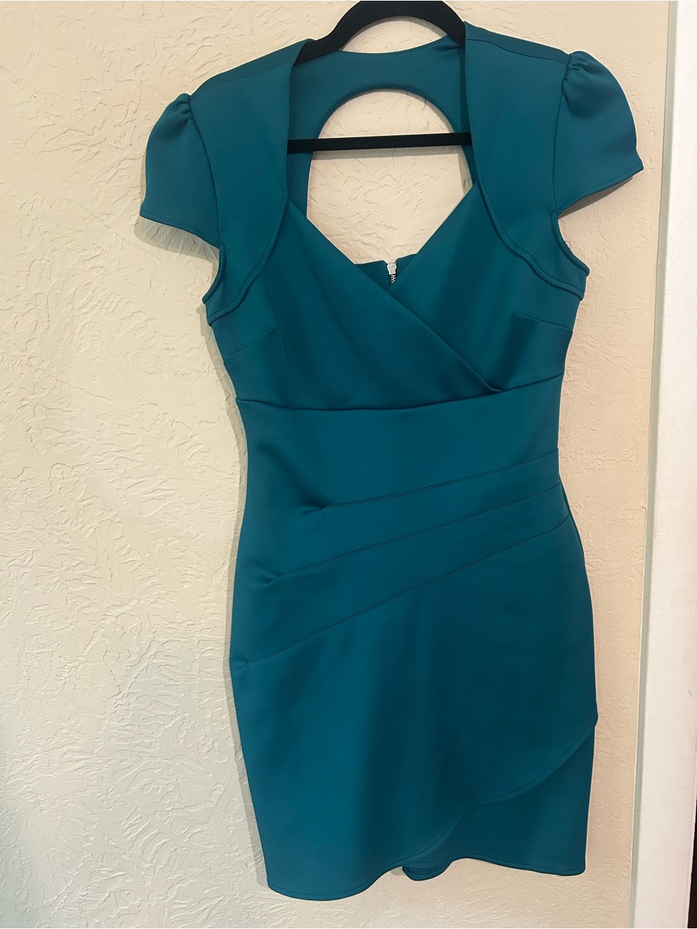 Guess Teal Short-Sleeve Wrap-Front Mini Dress